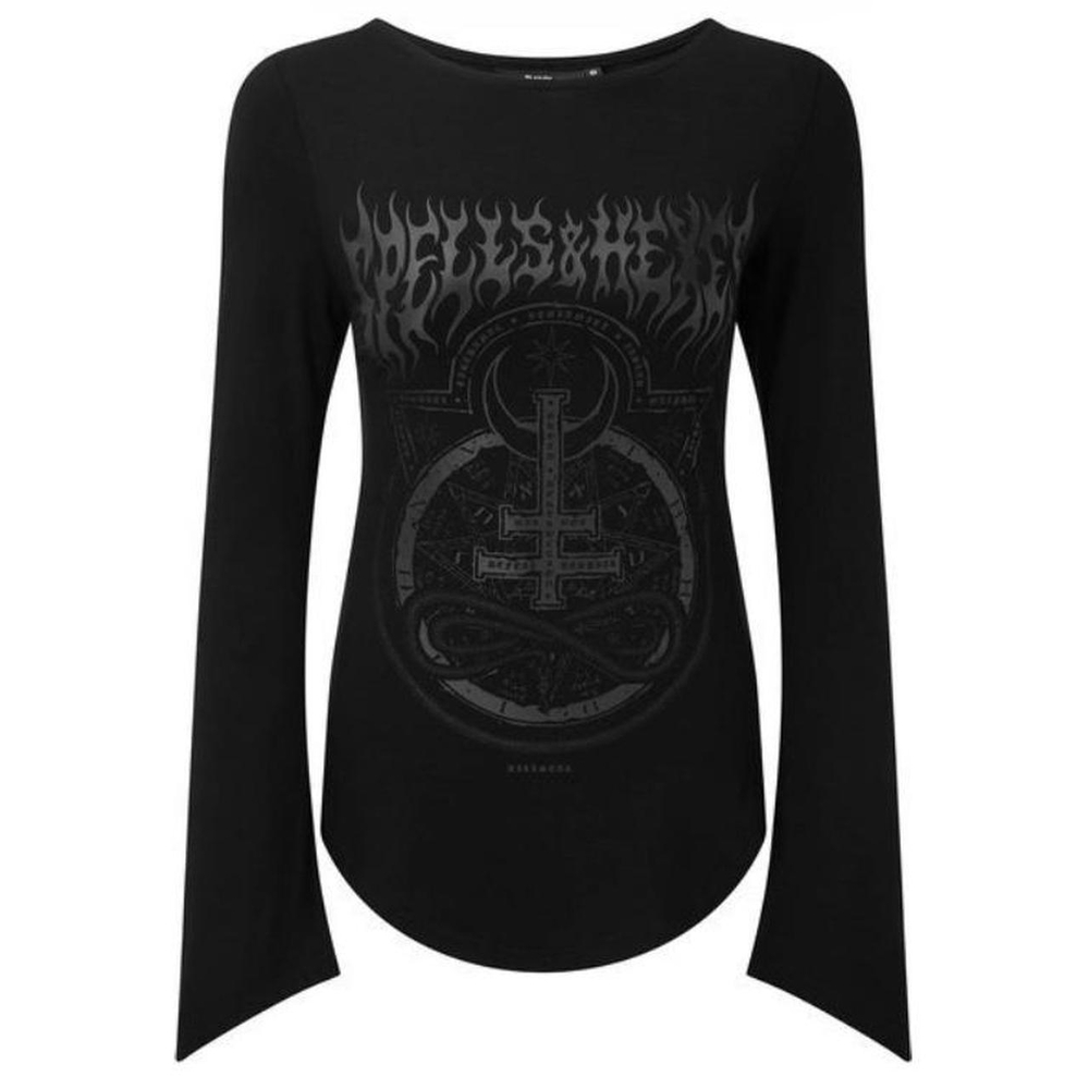 EUC Killstar Black Occult Graphic Bell Sleeve Top XXL